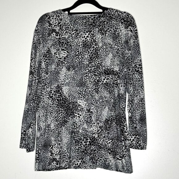 Chico's Leopard Animal Print Blouse Women's Size Large (Chico's Size 2) - Picture 5 of 6